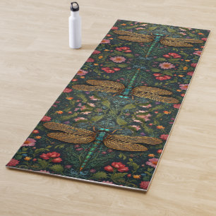 Tapete De Yoga Elegante Vintage dragonfly boho botânico
