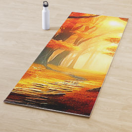 Tapete De Yoga Embraço do outono: Caminho das Florestas das Féria