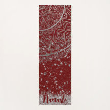 Encantando Mandala com Estrelas de Prata em Vermel