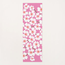 Tapete De Yoga Energia de Flores Branca e Rosa Fantástico