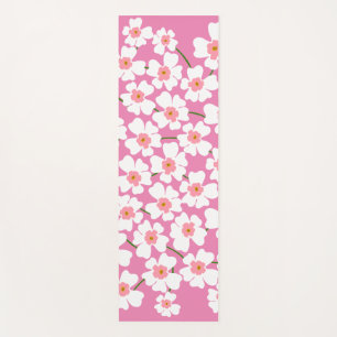 Tapete De Yoga Energia de Flores Branca e Rosa Fantástico