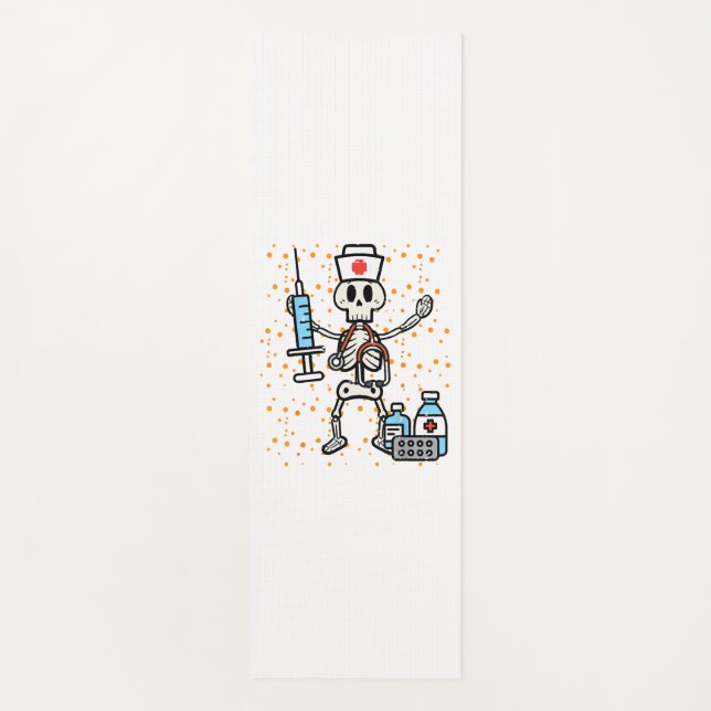 Tapete De Yoga Enfermeira Ortopedia Halloween Skeleton Scrub Top (Frente)
