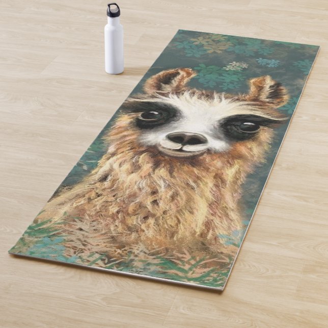 Tapete De Yoga Engraçado Alpaca Yoga Mat com curioso Llama (In Situ)