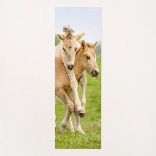 Tapete De Yoga Engraçado Cavalo Selvagem Konik Foals Brincando -