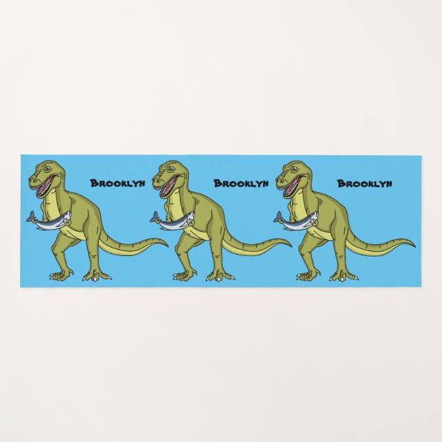Tapete De Yoga Engraçado ilustração do dinossauro T rex (Frente (Horizontal))