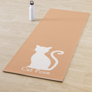 Tapete De Yoga Ensino de Gato Preto Com Pêssego Gelado