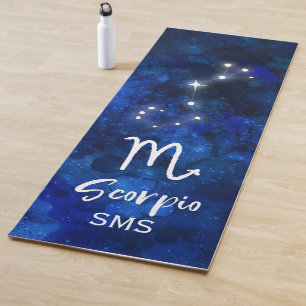 Tapete De Yoga Escorpião Zodiac Constelação Azul Galáxia Monogram