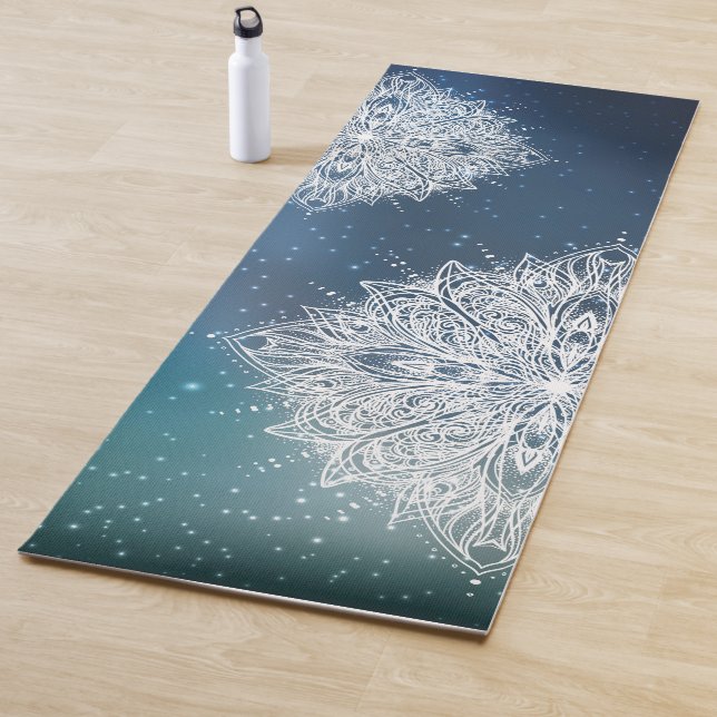 Tapete De Yoga Esparso de Mandala verde azul (In Situ)