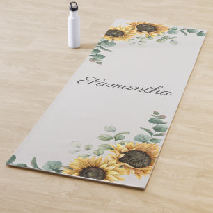 Tapete De Yoga Esquema Verde de girassol Eucalyptus Personalizado