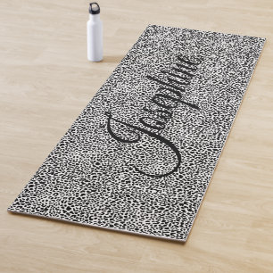 Tapete De Yoga Estampa de animal selvagem leopardo-da-neve preto