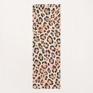 Tapete de Yoga Estampa de Leopardo Rosa e Dourado
