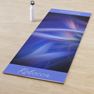 Tapete De Yoga Estilo Azul Personalizado, Arte Leve Elegante