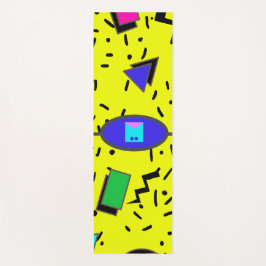 Tapete De Yoga Estilo de Abstrato Memphis Amarelo 80s Monograma R