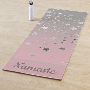 Tapete De Yoga Estrelas Rosa e Cinza Ombre Elegante Moderno Chic