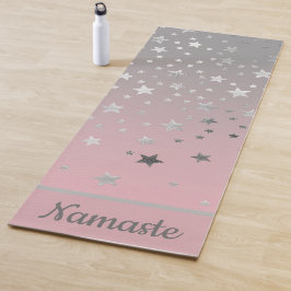 Tapete De Yoga Estrelas Rosa E Cinza Ombre-Na moda Chic Moderno