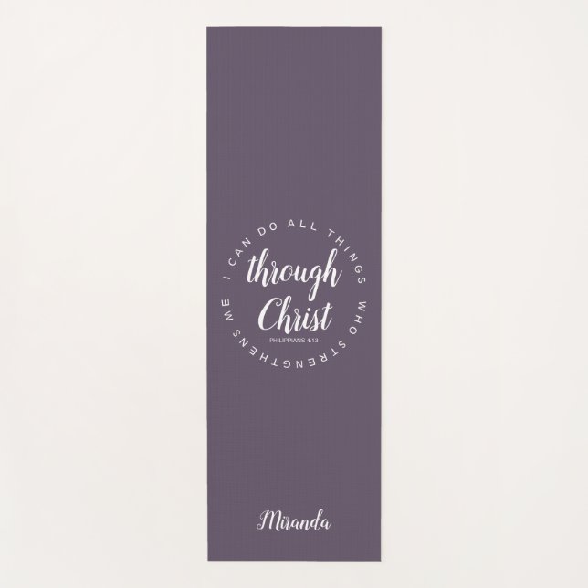 Tapete De Yoga Eu Posso Fazer Tudo Através Da Oração De Cristo De (Frente)