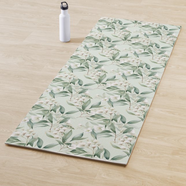 Tapete De Yoga Eucalipto Floral Verde de Sage Suave (In Situ)