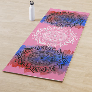 Tapete De Yoga Exercício de Mandala de Sublimação de Aquarela