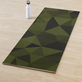 Tapete De Yoga Exército escuro verde preto padrão de malha geomét