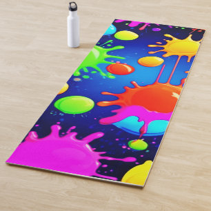 Tapete De Yoga Explosão de Pintura Abstrata Vibrante