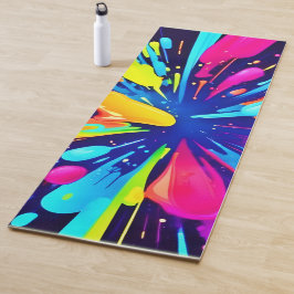 Tapete De Yoga Explosão de pintura neon na Canvas escura