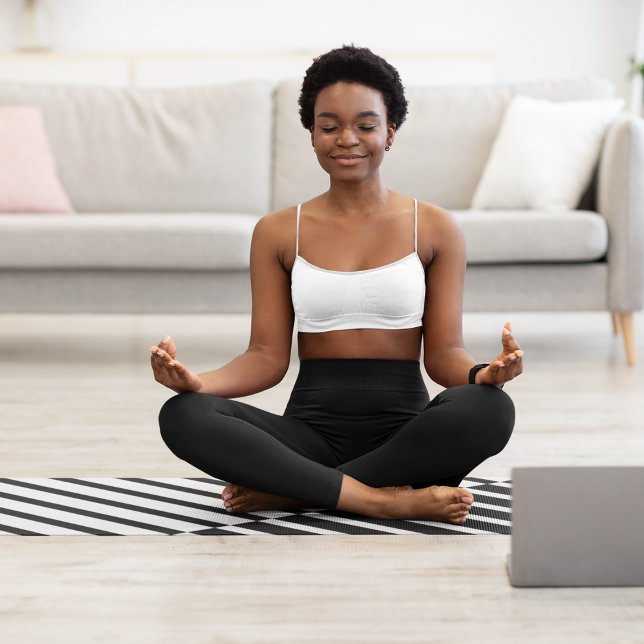 Tapete De Yoga Faixas de Cruzamento Pretas (Criador carregado)