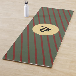 Tapete De Yoga Família de correspondência verde listras vermelhas