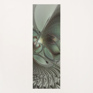 Tapete De Yoga Fantasia de Arte Fractal da Cinza Olive Sage