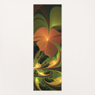 Tapete De Yoga Fantasy Plant Abstrato Green Rust Brown Fractal