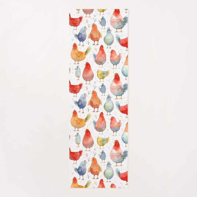 Tapete De Yoga Farmhouse Chickens (Frente)