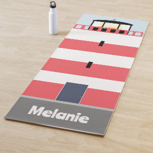 Tapete De Yoga Farol Branco e Vermelho Alto Personalizado