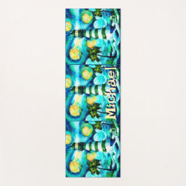 Tapete De Yoga Farol Tropical Náutica Costeira Personalizada