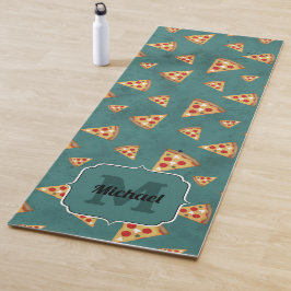Tapete De Yoga Fatias de pizza legais padrão vintage azul-turques