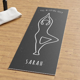 Tapete De Yoga Faux Chalkboard Weding Tree Outline Pose Outline Y