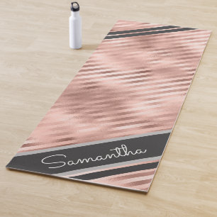 Tapete De Yoga Faux Foil Stripe de Nome Personalizado Personaliza