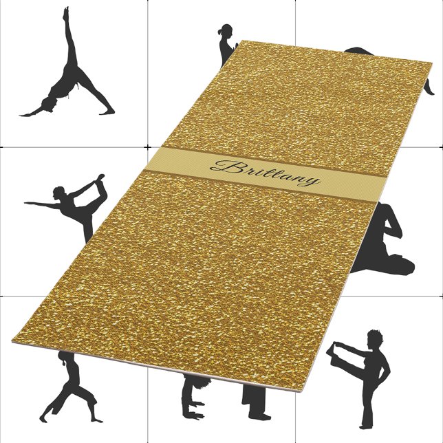 Tapete De Yoga Faux Metallic Dourado Glitter Artsy Abstrato de Ad (Criador carregado)