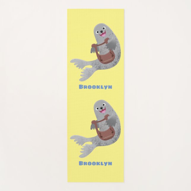 Tapete De Yoga Feliz desenho animado do selo harp (Frente)