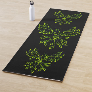 Tapete De Yoga Fênix Verde Nasce em Preto