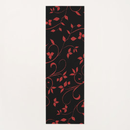Tapete De Yoga Fern decorativo vermelho e preto