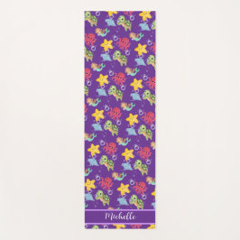 Tapete De Yoga festa de aniversário do mar arco-íris da sereia