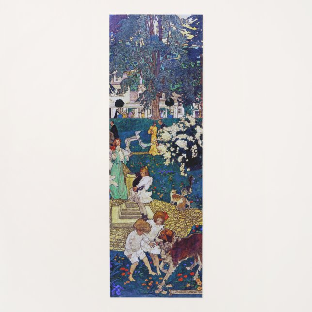 Tapete De Yoga Festa de Jardim com Cachorro e Gato, Jessie Willco (Frente)