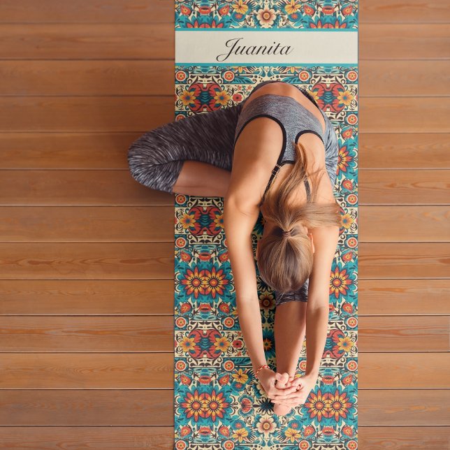 Tapete De Yoga Fiesta Blooms, personalizável (Criador carregado)