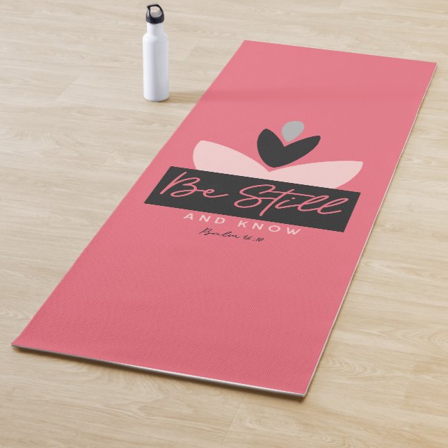 Tapete De Yoga Fique quieto e conheça Salmo Rosa Moderno Cristão  (In Situ)