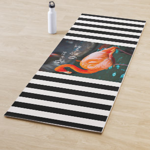 Tapete De Yoga Flamingo Cor-de-rosa, Black White Stripe, ousaria