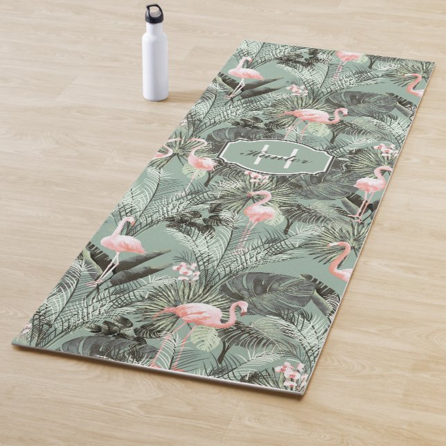 Tapete De Yoga Flamingo Orchid Tropical Pattern Sage ID868 (In Situ)