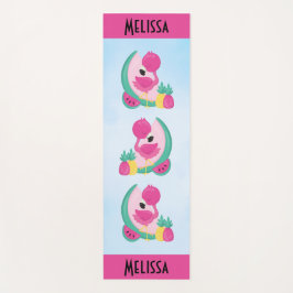 Tapete De Yoga Flamingo rosa com melancia e abacaxi