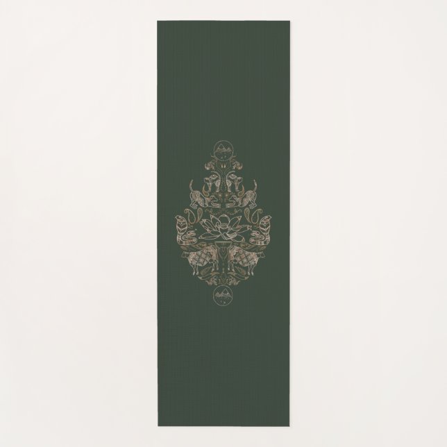 Tapete De Yoga Flannel Forest Yoga Animal Pose Damask (Frente)