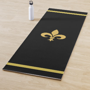 Tapete De Yoga Fleur de Lis Personalizável em Preto