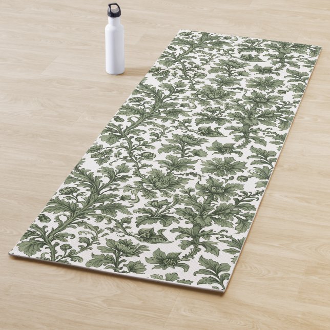Tapete De Yoga fleurs et feuilles vertes (In Situ)