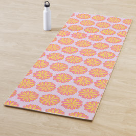 Tapete De Yoga Flor Botânica Rosa E Amarelo